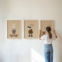 Ver imagem 2 de Kit 3 Quadros Decorativos Infantil - Coelhinhos Radicais NO2 - 30x40 - Moldura Madeira