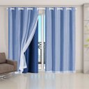 Ver imagem 1 de Cortina Daily Varão 2m Blackout PVC com Voil 2,80MX2,30m Sala Quarto Azul Marinho