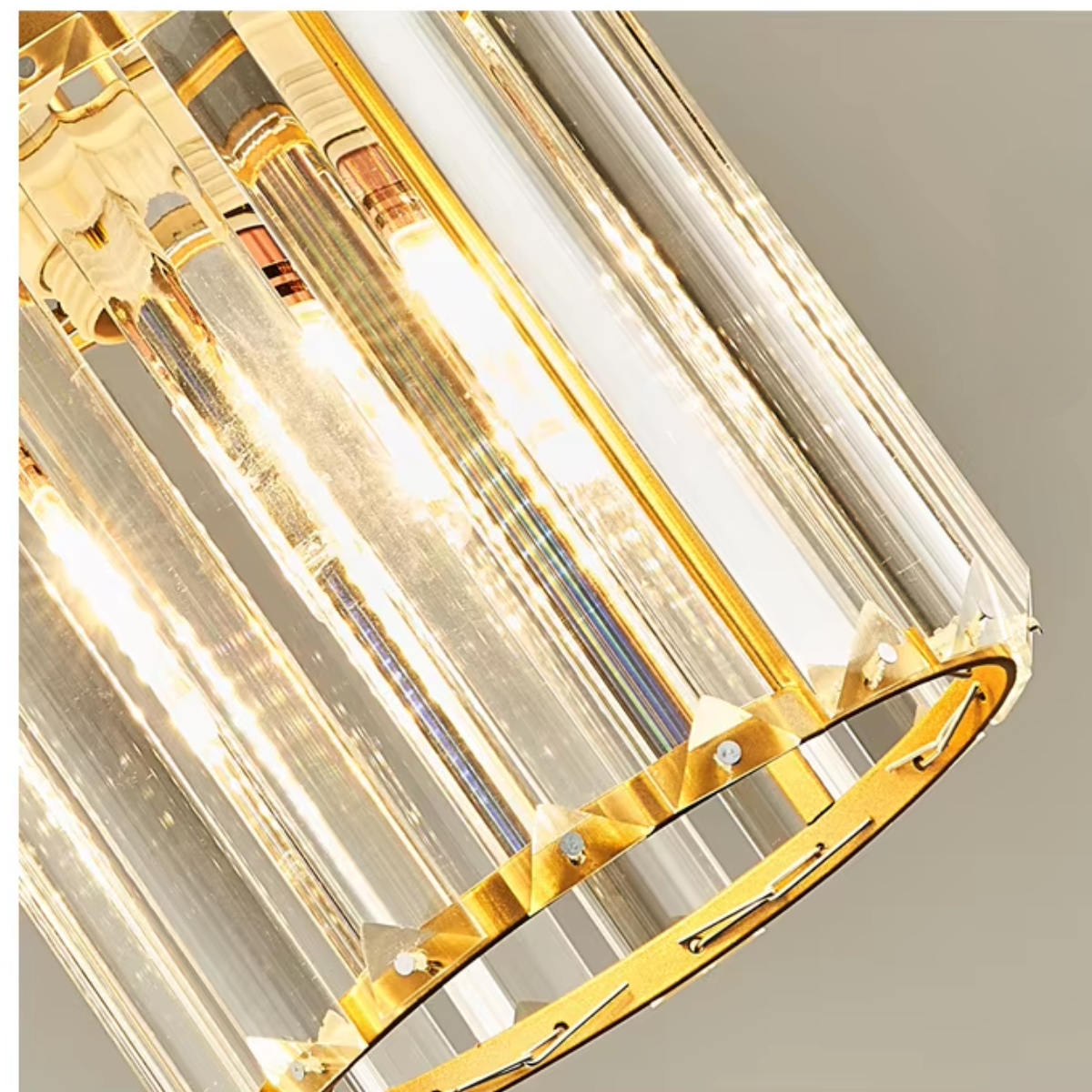 Luminária Lustre Pendente Teto 13cm Cristal Metal Gimpo Kjdd-e-001 Cor:dourado - 2