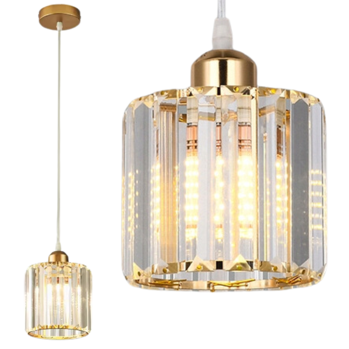 Luminária Lustre Pendente Teto 13cm Cristal Metal Gimpo Kjdd-e-001 Cor:dourado