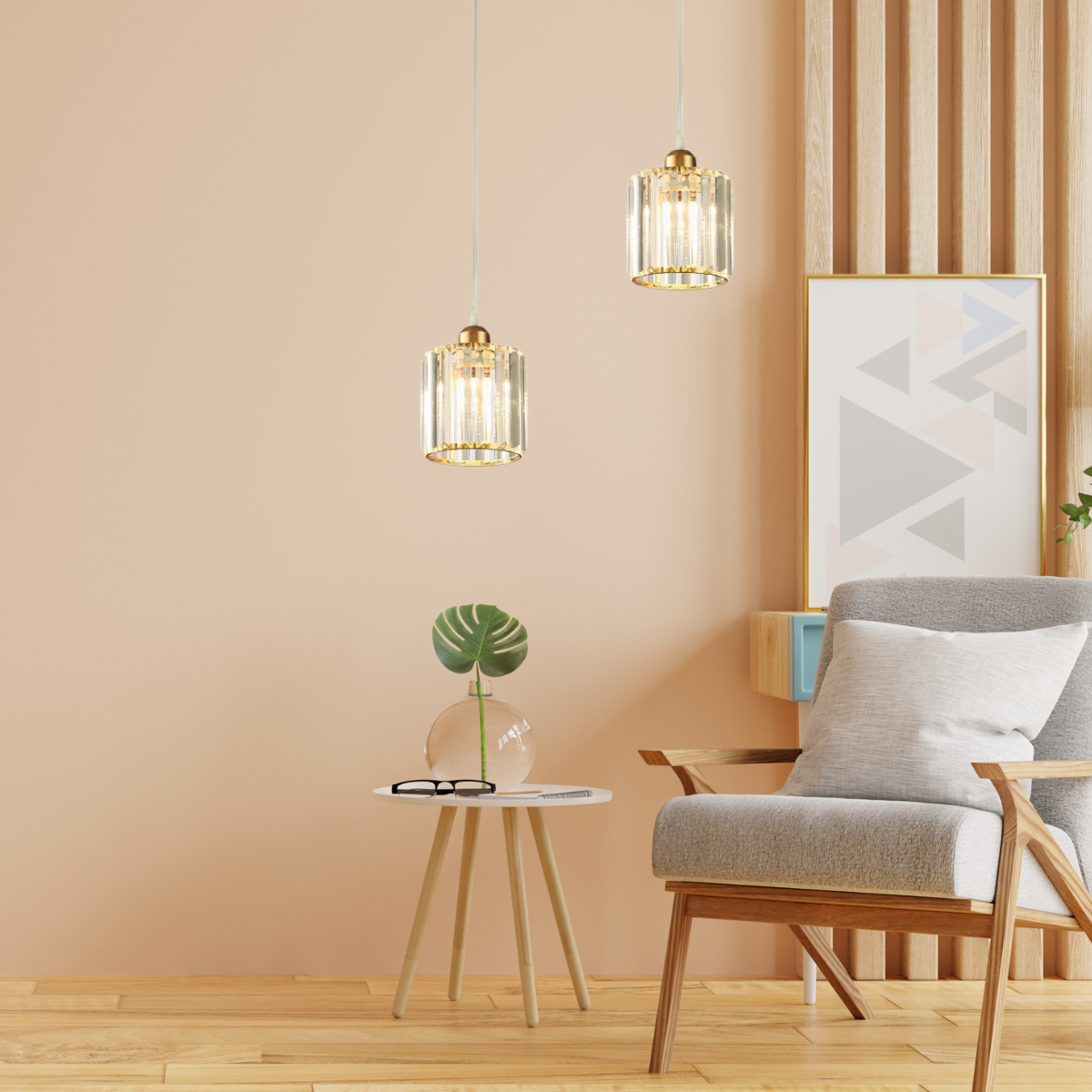 Luminária Lustre Pendente Teto 13cm Cristal Metal Gimpo Kjdd-e-001 Cor:dourado - 10