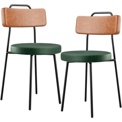 Kit 02 Cadeiras Decorativas Estofada Sala Jantar Barcelona L02 Couríssimo Camel Facto Verde - Lyam L