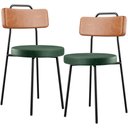 Ver imagem 1 de Kit 02 Cadeiras Decorativas Estofada Sala Jantar Barcelona L02 Couríssimo Camel Facto Verde - Lyam L
