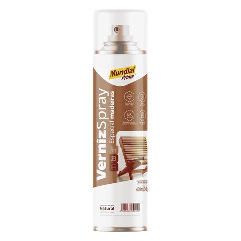 Spray Verniz para Madeira 400ml240g Natural Mundialprime