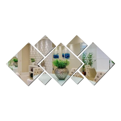Espelho Decorativo Em Acrílico Quadrado - 7 Peças