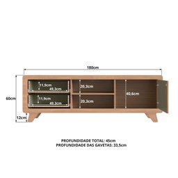 Rack para Tv 75 Polegadas 100% Mdf 180cm X 60cm Jimmy - 11