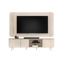 Ver imagem 2 de Painel TV até 75'' Orgânico 241cm Bancada Pé Metal Dourado Jolie Off White D04 - D'Rossi