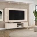 Ver imagem 1 de Painel TV até 75'' Orgânico 241cm Bancada Pé Metal Dourado Jolie Off White D04 - D'Rossi