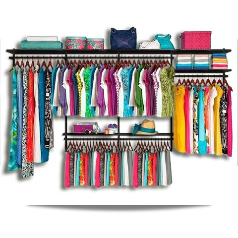 Roupeiro Aramado Quarto Pequeno Closet Feminino Solteiro 3,70m - Preto