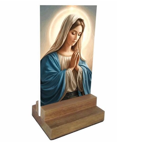 Placa Decorativa e Display de Mesa Virgem Maria Mãe de Jesus