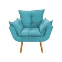 Ver imagem 2 de Conjunto 2 Poltronas Decorativas Opala e 1 Puff Redondo Pés Palito Suede Ulisses Decor:Azul Tiffany