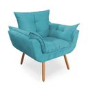 Ver imagem 3 de Conjunto 2 Poltronas Decorativas Opala e 1 Puff Redondo Pés Palito Suede Ulisses Decor:Azul Tiffany