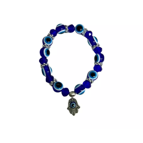 Pulseira Olho Grego e Pingentes Mão Hamsa Esoterica Talisma