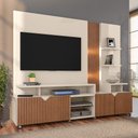 Ver imagem 1 de Estante Home Cross Off White/tauari Ripado para Tvs até 55 Polegadas 4 Portas, Luzes Led Embutidos