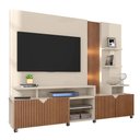 Ver imagem 3 de Estante Home Cross Off White/tauari Ripado para Tvs até 55 Polegadas 4 Portas, Luzes Led Embutidos