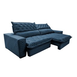 Sofá Retrátil e Reclinável 2.95m Molas Ensacadas Cama inBox Spazus com Bordado 3D Velusoft Azul - 7