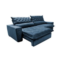 Sofá Retrátil e Reclinável 2.95m Molas Ensacadas Cama inBox Spazus com Bordado 3D Velusoft Azul - 8