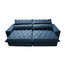 Sofá Retrátil e Reclinável 2.95m Molas Ensacadas Cama inBox Spazus com Bordado 3D Velusoft Azul - 5