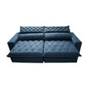 Ver imagem 5 de Sofá Retrátil e Reclinável 2.95m Molas Ensacadas Cama inBox Spazus com Bordado 3D Velusoft Azul
