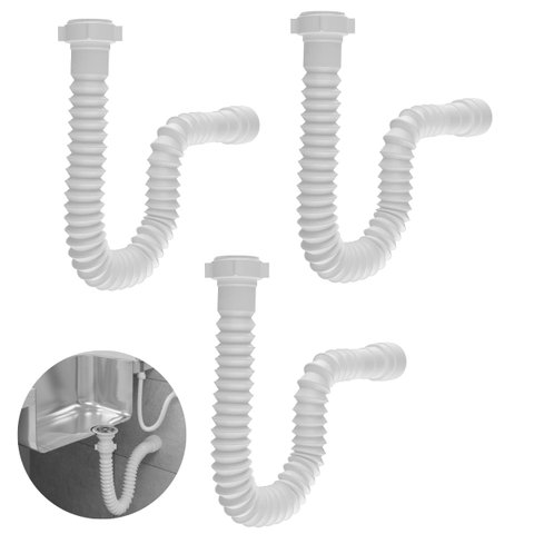 Sifão Sanfonado Universal 110cm Branco | Astra | Kit C/ 3 Un