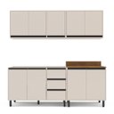 Ver imagem 3 de Cozinha Koya 4 Peças 200x214cm Armários Aéreos Balcões com 3 Gavetas Creme 250028