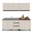Ver imagem 2 de Cozinha Koya 4 Peças 200x214cm Armários Aéreos Balcões com 3 Gavetas Creme 250028