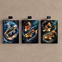 Ver imagem 2 de Kit 3 Quadro Decorativo Peixe Pesca Koi Carpa Moderno Qualidade Premium 40x28cm