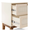 Ver imagem 3 de Mesa de Cabeceira Santorini 60cm Apoio Auxiliar Quarto Madeira com Tela Indiana:off White