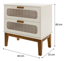 Ver imagem 4 de Mesa de Cabeceira Santorini 60cm Apoio Auxiliar Quarto Madeira com Tela Indiana:off White
