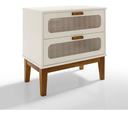 Ver imagem 5 de Mesa de Cabeceira Santorini 60cm Apoio Auxiliar Quarto Madeira com Tela Indiana:off White