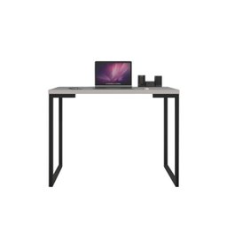 Mesa Industrial Escrivaninha Moderna Mdf 100x45 Metalon Preto Plancasa Cinza Cristal Tx - 1