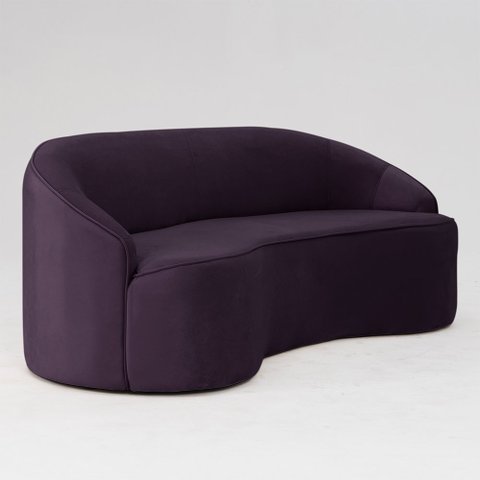 Sofá Curvo Montserrat 230cm 04 Lugares Veludo Lilás - CasaePoltrona