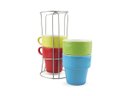 Ver imagem 6 de Conjunto 4 Xícaras p/ Chá e Café 210ml Empilhável Colorida com Suporte em Metal Torre de Canecas