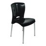6 Cadeiras Plástico Pés Alumínio Encosto Ergonômico 140 Kg:Preto - 4