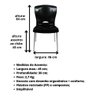 6 Cadeiras Plástico Pés Alumínio Encosto Ergonômico 140 Kg:Preto - 3