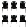 6 Cadeiras Plástico Pés Alumínio Encosto Ergonômico 140 Kg:Preto - 1