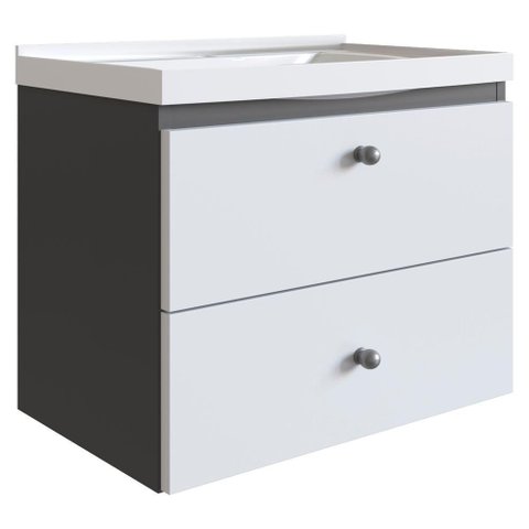 Gabinete Suspenso para Banheiro com Lavatorio 50 Cm Lvp01 Grafite Branco Novam