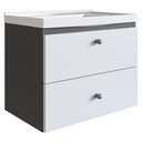 Ver imagem 1 de Gabinete Suspenso para Banheiro com Lavatorio 50 Cm Lvp01 Grafite Branco Novam