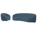 Ver imagem 1 de Kit Sofá 3 Lugares 180cm e Poltrona Orgânica Luxo Recepção Amore Linho Cor Azul Royal