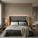 Ver imagem 1 de Cabeceira Cama Casal Queen Size Livia 160cm Orgânica Curva Bouclê - Montanari's Decor