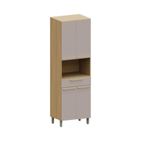 Paneleiro 70cm 4 Pts Nicho Micro-ondas Elegance Luciane Móve Freijó/cinammon
