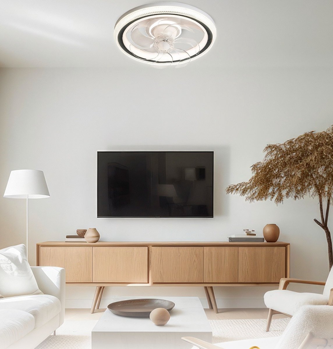 Lustre Ventilador Diamond Led Multicor Bluetooth Controle Remoto Bivolt - 2