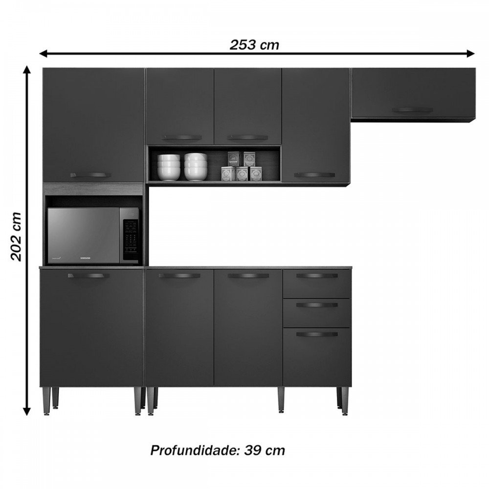 Cozinha Compacta Maísa 9 Portas 2 Gavetas Cinamomo/off White - Chf Móveis - 4