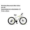 Ver imagem 4 de Bicicleta Mountain Bike Velox Aro 29 Freio Disco 21v Ello Cor:branco/amarelo