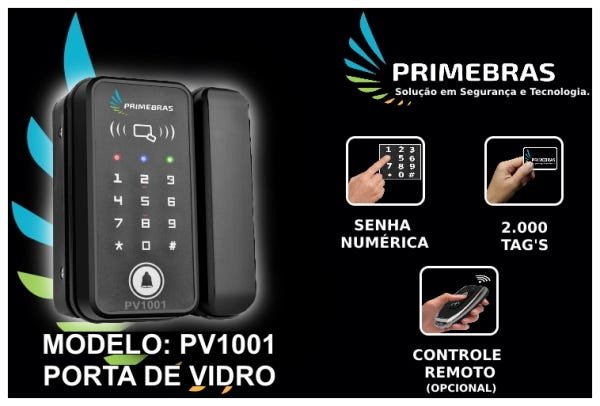 Fechadura Digital Primebras de Sobrepor para Porta de Vidro, com Tag e Senha Pv1001 - 6