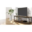 Ver imagem 1 de Rack Estilo Industrial Aço e Madeira Sala Marrom Base Preta