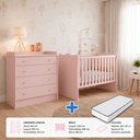 Ver mais imagens de Kit Quarto de Bebê Doce Sonho com Berço para Mosquiteiro Cômoda com Trocador e Colchão D18 130x60 Mo