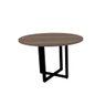 Mesa de Reunião Redonda 110x110cm Pé Tubular Pe25 em MDP Cor Walnut e Base Preta - 1