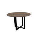 Ver imagem 1 de Mesa de Reunião Redonda 110x110cm Pé Tubular Pe25 em MDP Cor Walnut e Base Preta