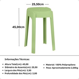 Kit 4 Banquetas Baixa Empilhável Nordica - Verde - 6